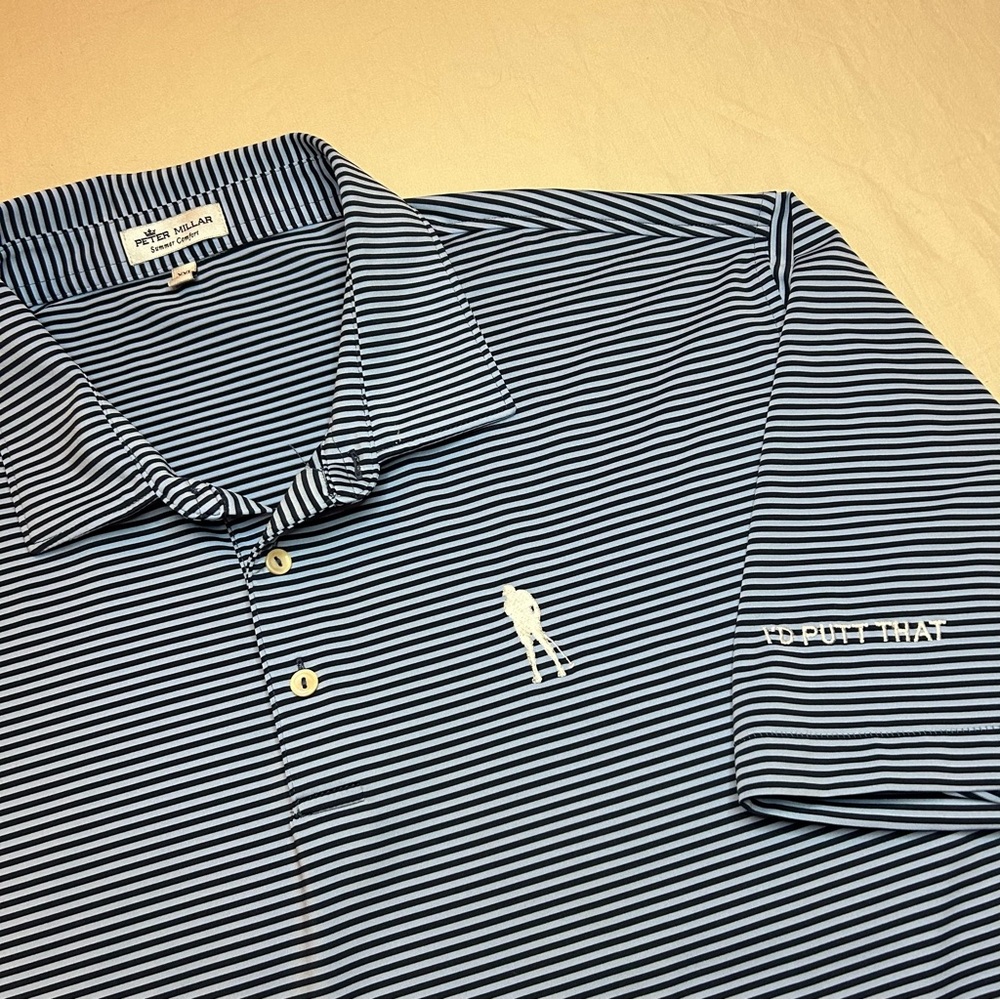 Peter Millar Summer Comfort Navy and White Striped Polo